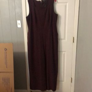 Jumpsuit burgandy wide flare legs with inseam down front and back